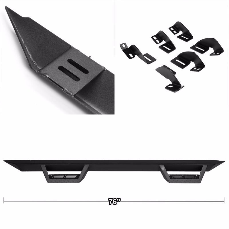 Black Step-Down Running Board Nerf Bar 07-21 Toyota Tundra XK50 Crew Cab BFC-RUNB-G222-0012