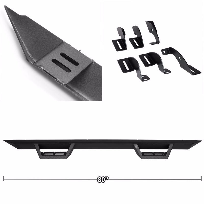 Black Step-Down Running Board Nerf Bar 05-22 Toyota Tacoma Crew Cab BFC-RUNB-G222-0015