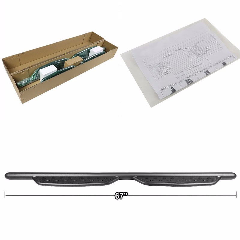 Black Straight Sidestep Running Board Nerf Bar 99-16 Ford SD Extended Cab BFC-RUNB-GBP-0008