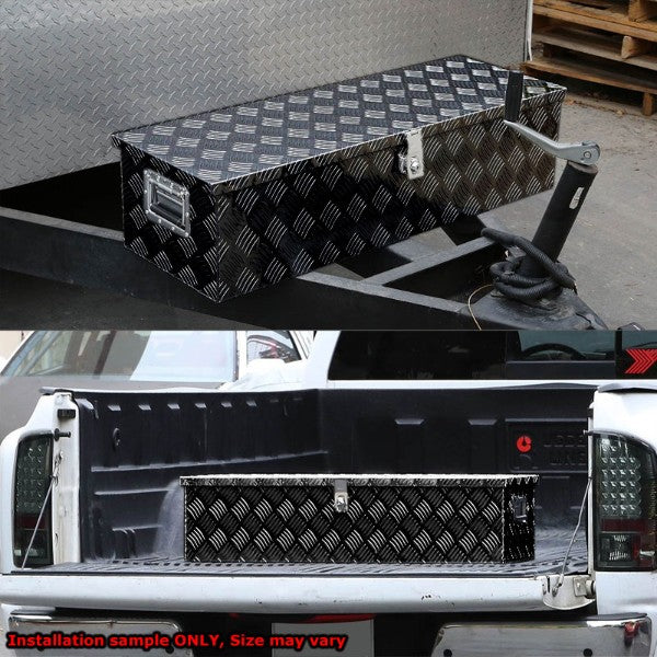 39"x13"x10" Black Pickup/Trailer Trunk Bed Utility Storage Flat Tool Box+Lock-Exterior-BuildFastCar