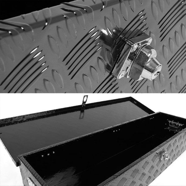 39"x13"x10" Black Pickup/Trailer Trunk Bed Utility Storage Flat Tool Box+Lock-Exterior-BuildFastCar