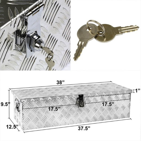 39"x13"x10" ALU Truck/Pickup/Trailer Trunk Utility Storage Flat Tool Box+Lock-Exterior-BuildFastCar