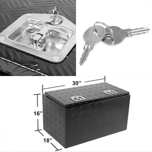 30"x18"x17" Black Pickup/Trailer Trunk Bed Utility Storage Flat Tool Box+Lock-Exterior-BuildFastCar