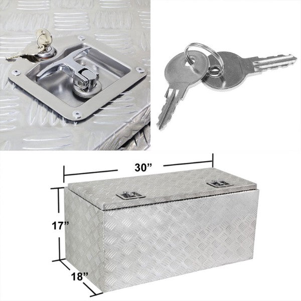 30"x18"x17" ALU Truck/Pickup/Trailer Trunk Utility Storage Flat Tool Box+Lock-Exterior-BuildFastCar