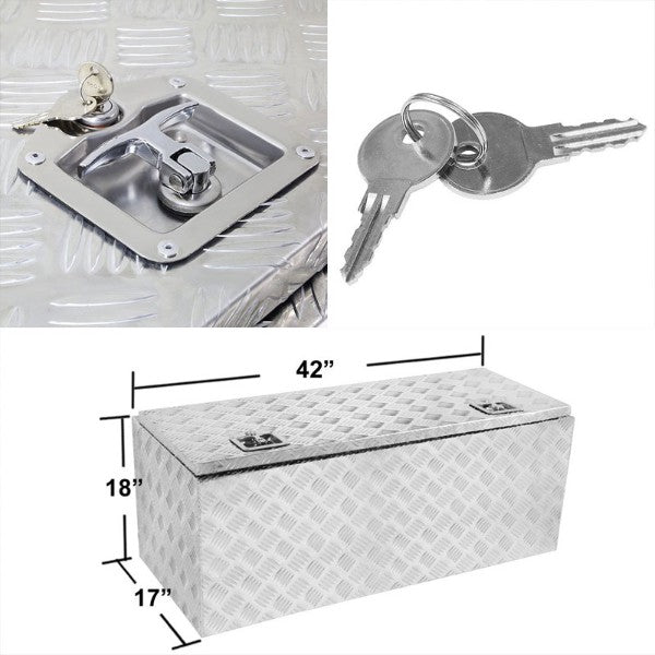 42"x18"x17" ALU Truck/Pickup/Trailer Trunk Utility Storage Flat Tool Box+Lock-Exterior-BuildFastCar