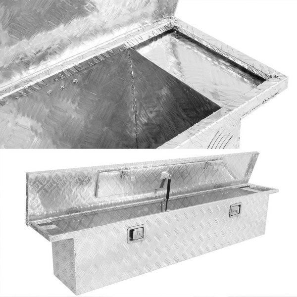 60"x12"x14" ALU Truck/Pickup/Trailer Trunk Utility Storage Flat Tool Box+Lock-Exterior-BuildFastCar