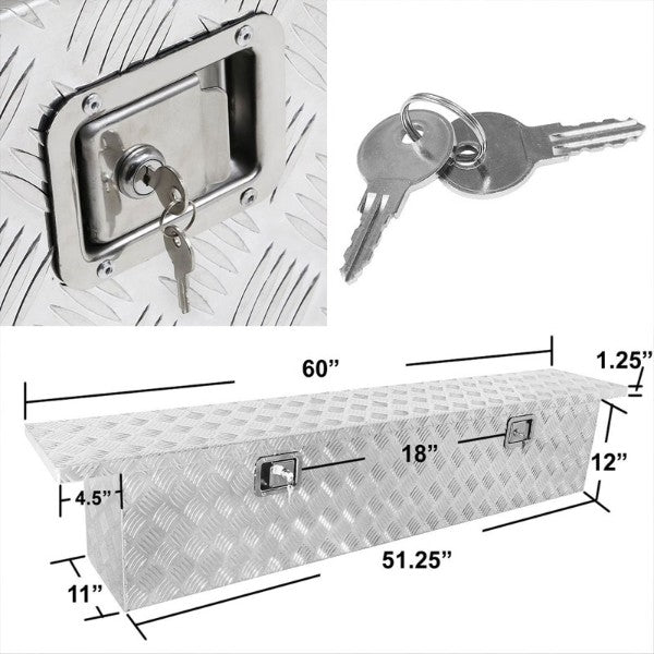 60"x12"x14" ALU Truck/Pickup/Trailer Trunk Utility Storage Flat Tool Box+Lock-Exterior-BuildFastCar