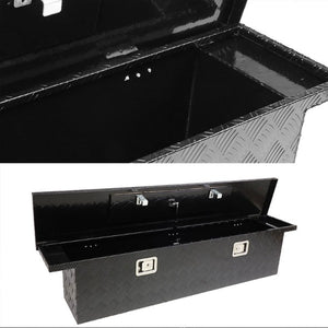 63"x12"x14" Black Pickup/Trailer Trunk Bed Utility Storage Flat Tool Box+Lock-Exterior-BuildFastCar