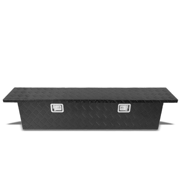 63"x12"x14" Black Pickup/Trailer Trunk Bed Utility Storage Flat Tool Box+Lock-Exterior-BuildFastCar