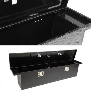 69"x11.5"x13" Black Pickup/Trailer Trunk Bed Utility Storage Flat Tool Box+Lock-Exterior-BuildFastCar