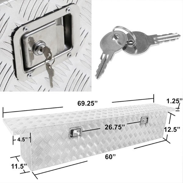 69"x11.5"x13" ALU Truck/Pickup/Trailer Trunk Utility Storage Flat Tool Box+Lock-Exterior-BuildFastCar