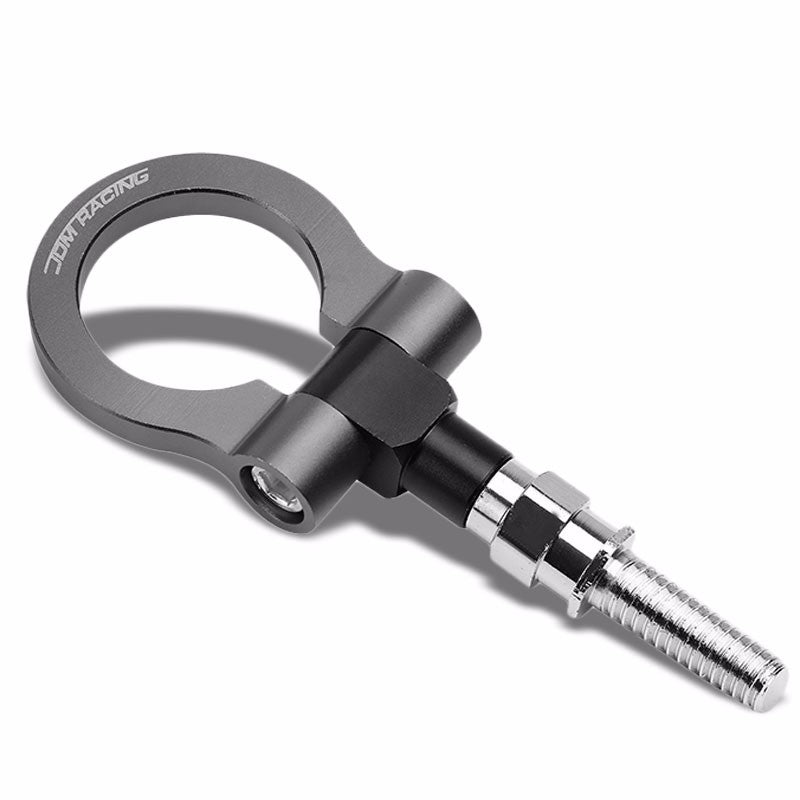Gunmetal M18x2.5 Screw-On Aluminum Front/Rear Race Tow Hook Ring For Honda FIT-Exterior-BuildFastCar