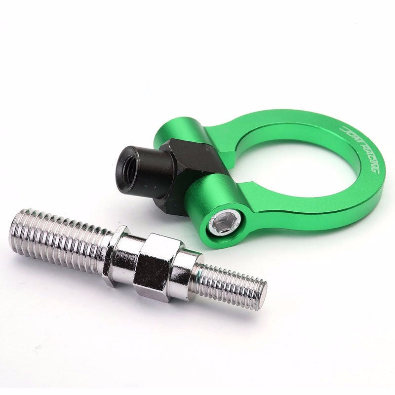 Green M18x2.5 Screw-On Aluminum Front/Rear Race Tow Hook Ring For Honda FIT-Exterior-BuildFastCar