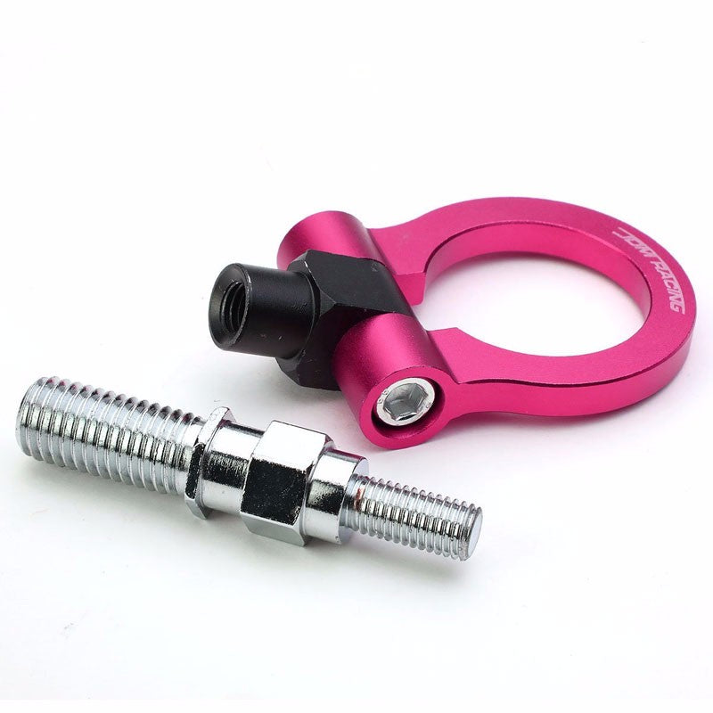 Pink M18x2.5 Screw-On Aluminum Front/Rear Race Tow Hook Ring For Honda FIT-Exterior-BuildFastCar