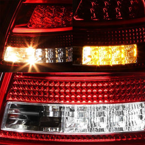 Chrome Housing Red Lens Rear Signal Brake LED Tail Light For 05-08 S4/A4 Quattro Avant-Exterior-BuildFastCar