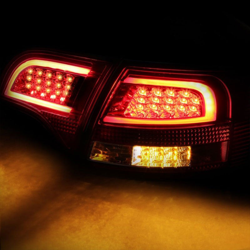 Chrome Housing Red Lens Rear Signal Brake LED Tail Light For 05-08 S4/A4 Quattro Avant-Exterior-BuildFastCar