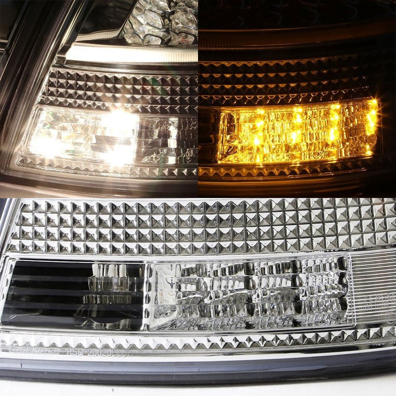 Chrome Housing Clear Lens Rear Signal Brake LED Tail Light For Audi 05-08 S4/A4 Quattro Avant-Exterior-BuildFastCar