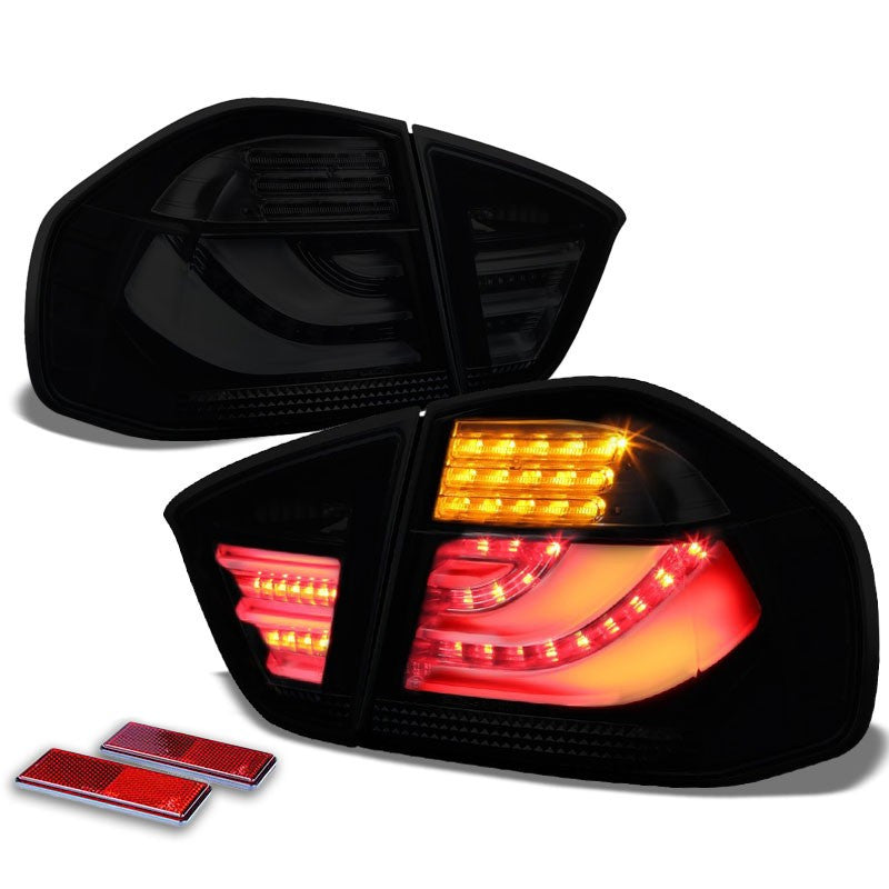 Black Housing Smoked Lens 3D LED Tail Light For BMW 05-08 3-Series 4-Door Sedan-Exterior-BuildFastCar