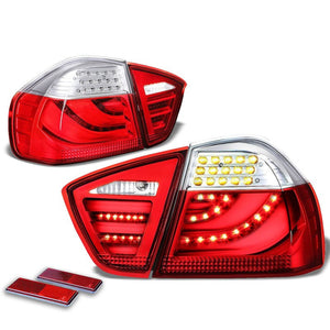 Chrome Housing Red/Clear Lens 3D LED Tail Light For BMW 05-08 3-Series 4-Door Sedan-Exterior-BuildFastCar