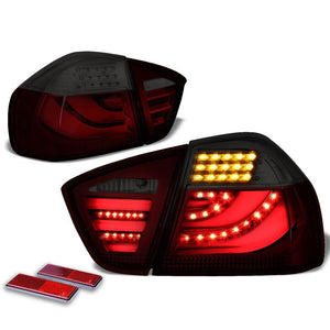Red Housing Smoked Lens 3D LED Tail Light For BMW 05-08 3-Series 4-Door Sedan-Exterior-BuildFastCar