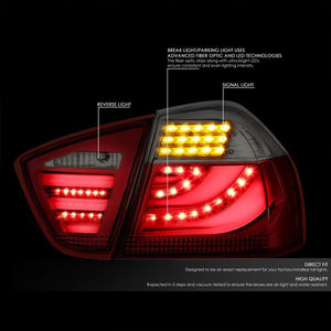 Red Housing Smoked Lens 3D LED Tail Light For BMW 05-08 3-Series 4-Door Sedan-Exterior-BuildFastCar