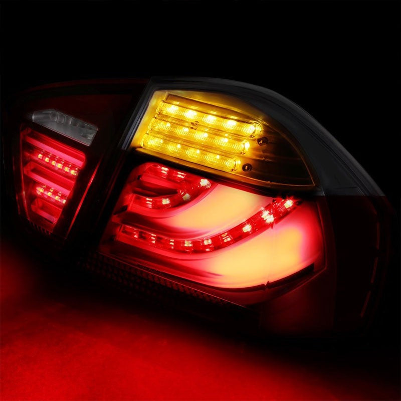 Red Housing Smoked Lens 3D LED Tail Light For BMW 05-08 3-Series 4-Door Sedan-Exterior-BuildFastCar