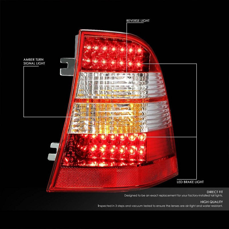 Chrome Housing Red Lens LED Tail Light For Mercedes-Benz 98-05 M-Class W163-Exterior-BuildFastCar