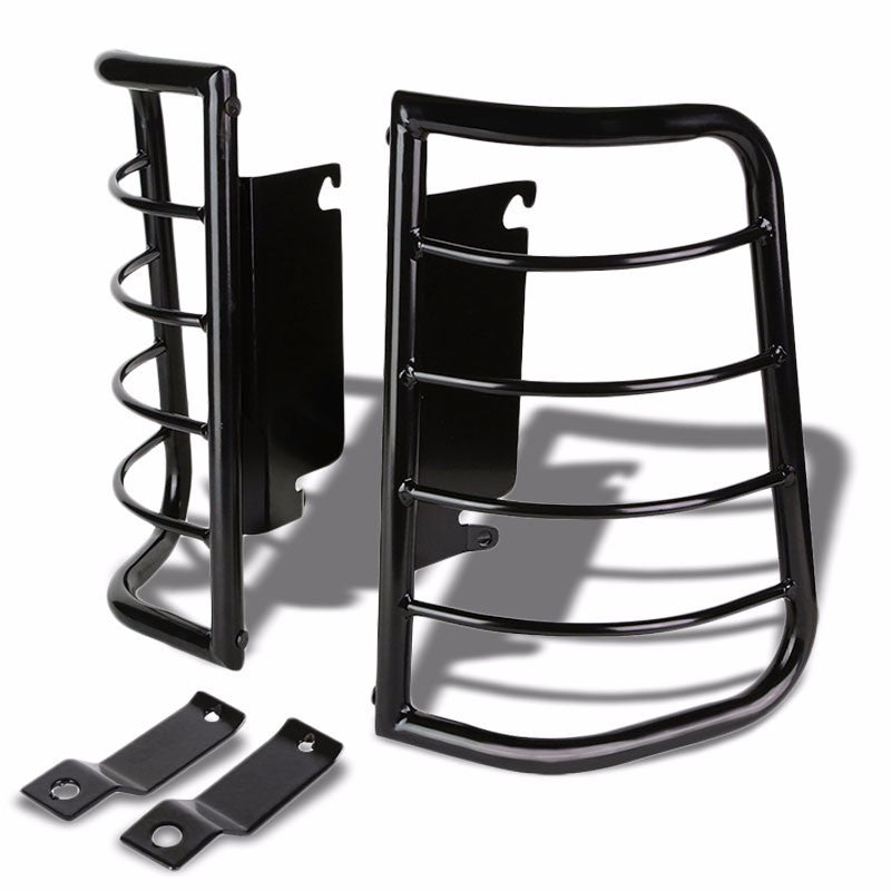 Black Coated Steel Tail Light/Lamp Cage Guard For Ford 99-07 F-250/350 Superduty-Exterior-BuildFastCar