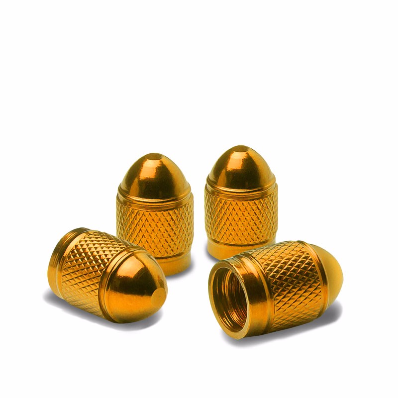 4X Gold Aluminum Metal Bullet Style Tire Rim Valve Air Port Cover Stem Caps-Accessories-BuildFastCar