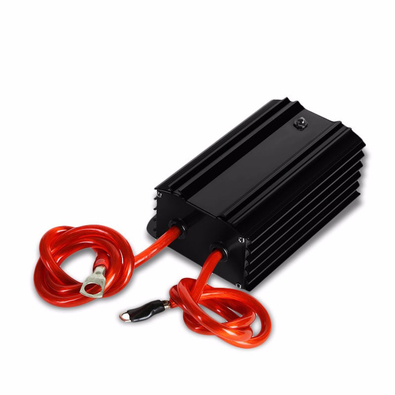 Black Universal High Efficiency Car Voltage Battery Cable Stabilizer Regulator+Mounting Plate-Performance-BuildFastCar