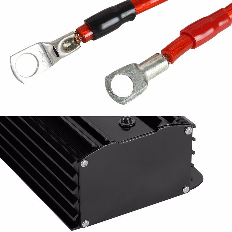 Black Universal High Efficiency Car Voltage Battery Cable Stabilizer Regulator+Mounting Plate-Performance-BuildFastCar