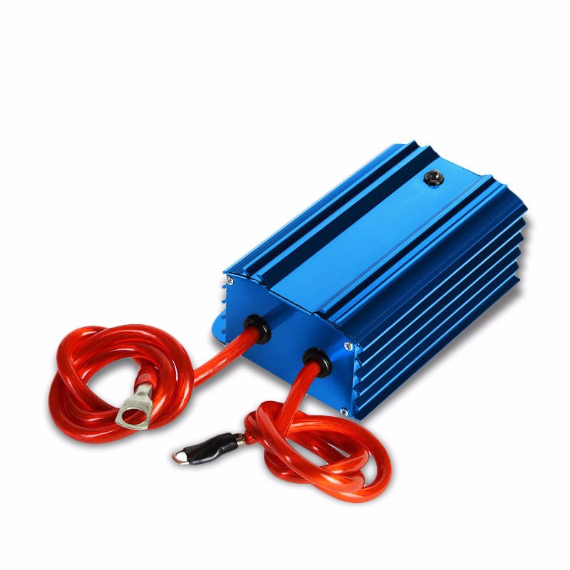 Blue Universal High Efficiency Car Voltage Battery Cable Stabilizer Regulator+Mounting Plate-Performance-BuildFastCar