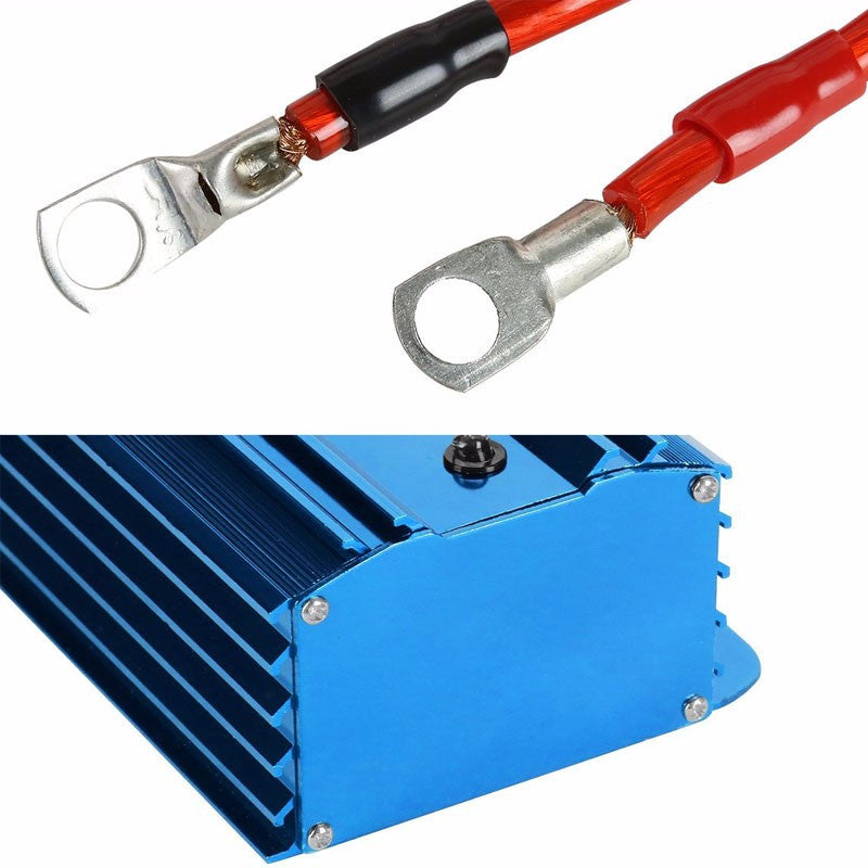 Blue Universal High Efficiency Car Voltage Battery Cable Stabilizer Regulator+Mounting Plate-Performance-BuildFastCar