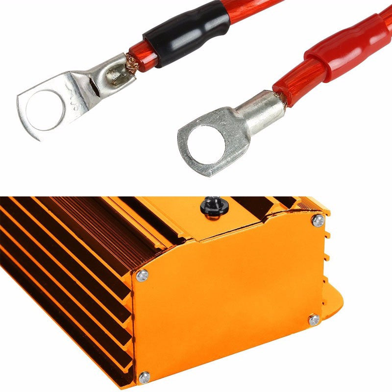 Gold Universal High Efficiency Car Voltage Battery Cable Stabilizer Regulator+Mounting Plate-Performance-BuildFastCar