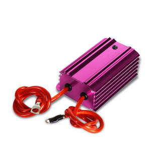 Purple Universal High Efficiency Car Voltage Battery Cable Stabilizer Regulator+Mounting Plate-Performance-BuildFastCar