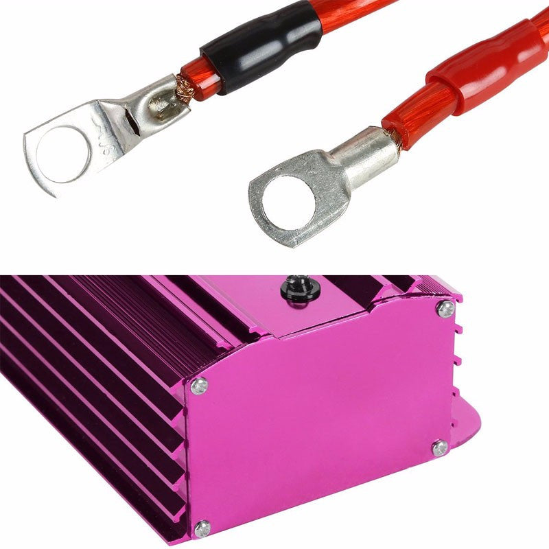 Purple Universal High Efficiency Car Voltage Battery Cable Stabilizer Regulator+Mounting Plate-Performance-BuildFastCar