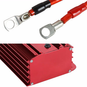 Red Universal High Efficiency Car Voltage Battery Cable Stabilizer Regulator+Mounting Plate-Performance-BuildFastCar