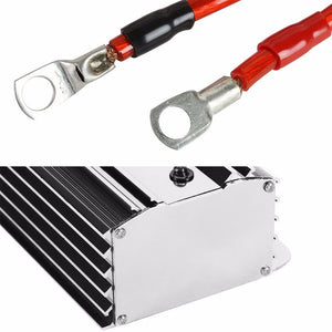 Silver Universal High Efficiency Car Voltage Battery Cable Stabilizer Regulator+Mounting Plate-Performance-BuildFastCar