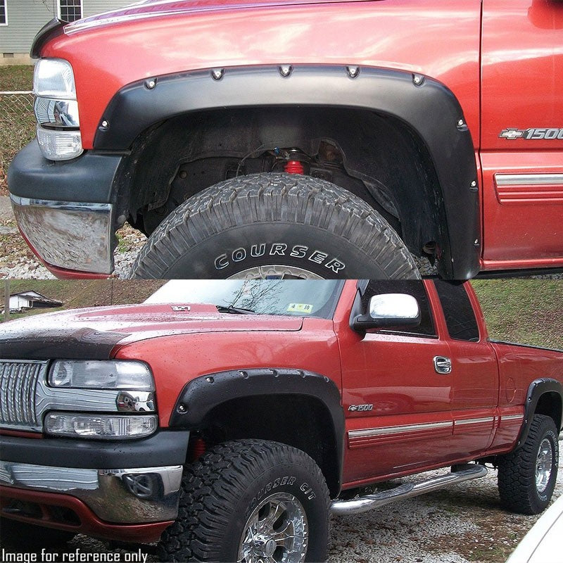 Black Pocket-Rivet Wheel Fender Flares Guard For 07-13 Chevy Silverado 97.6" Bed-Exterior-BuildFastCar