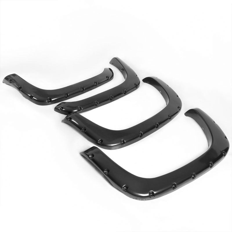 Black Pocket-Rivet Wheel Fender Flares For 99-02 Silverado 1500 78.7"/97.6" Bed-Exterior-BuildFastCar
