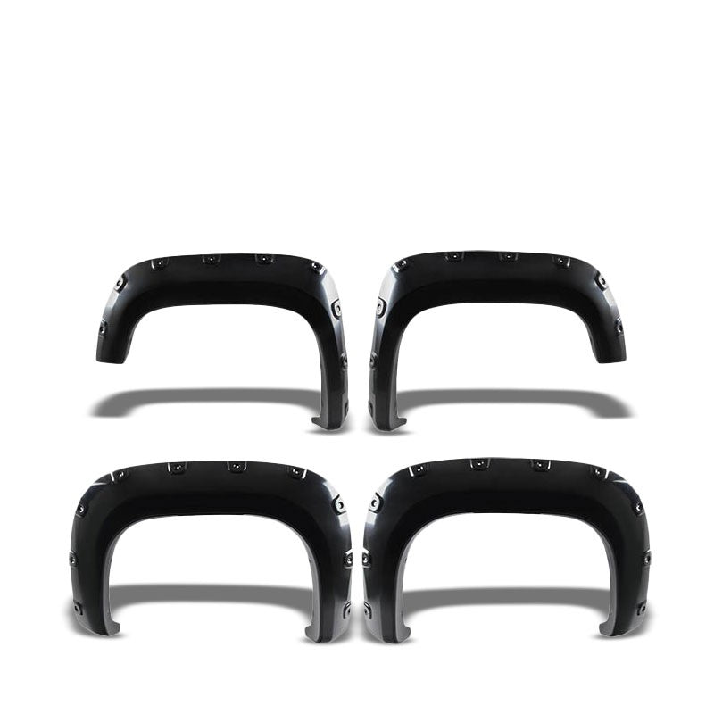 Glossy Black ABS Pocket-Rivet Wheel Fender Flare For 07-13 Sierra 1500 69.3" Bed-Exterior-BuildFastCar