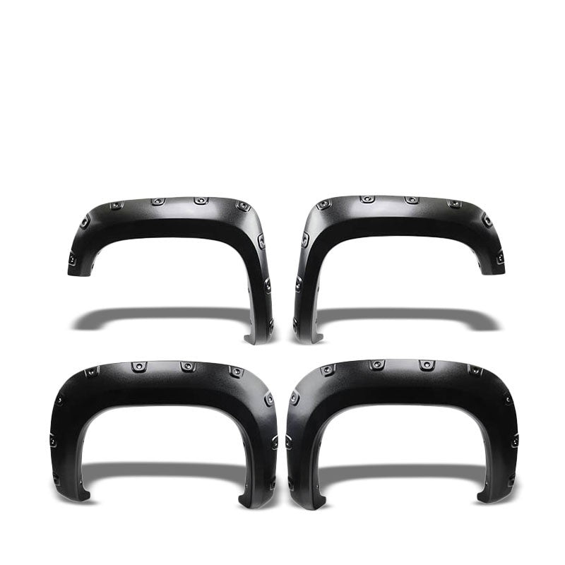 Texture BlackPocket-Riveted Wheel Fender Flare For 07-13 Sierra 1500 69.3" Bed-Exterior-BuildFastCar