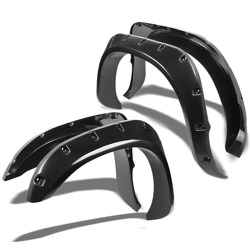 Black ABS Pocket-Riveted Style Wheel Fender Flare Guard For 02-08 Dodge Ram 1500-Exterior-BuildFastCar