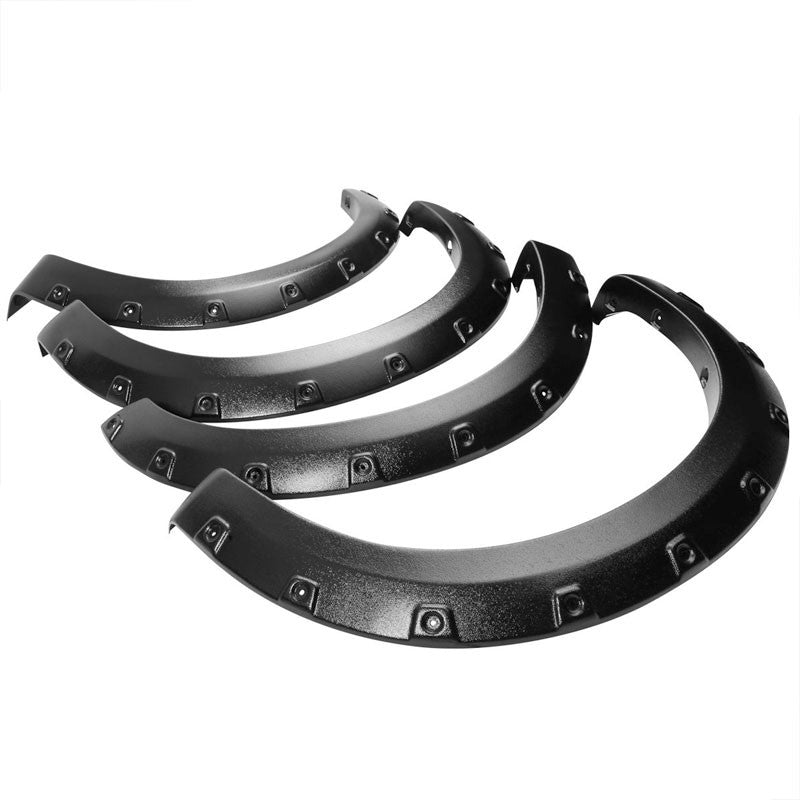Textured Black ABS Pocket-Riveted Wheel Fender Flares For 10-14 F-150 SVT Raptor-Exterior-BuildFastCar