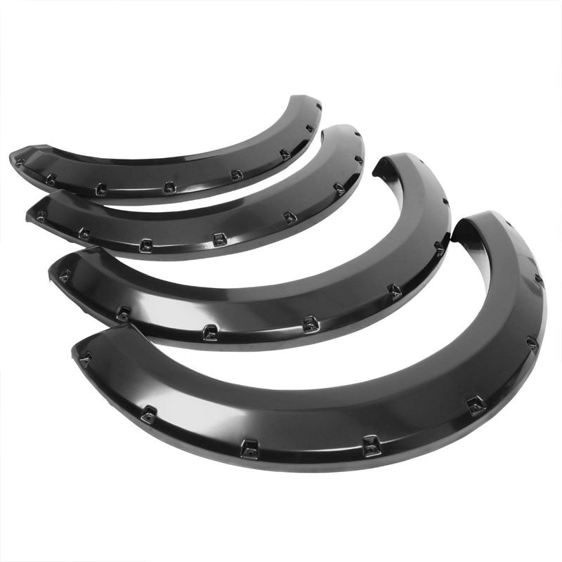 Black ABS Pocket-Riveted 3" Coverage Wheel Fender Flares Guard For 04-08 F-150-Exterior-BuildFastCar