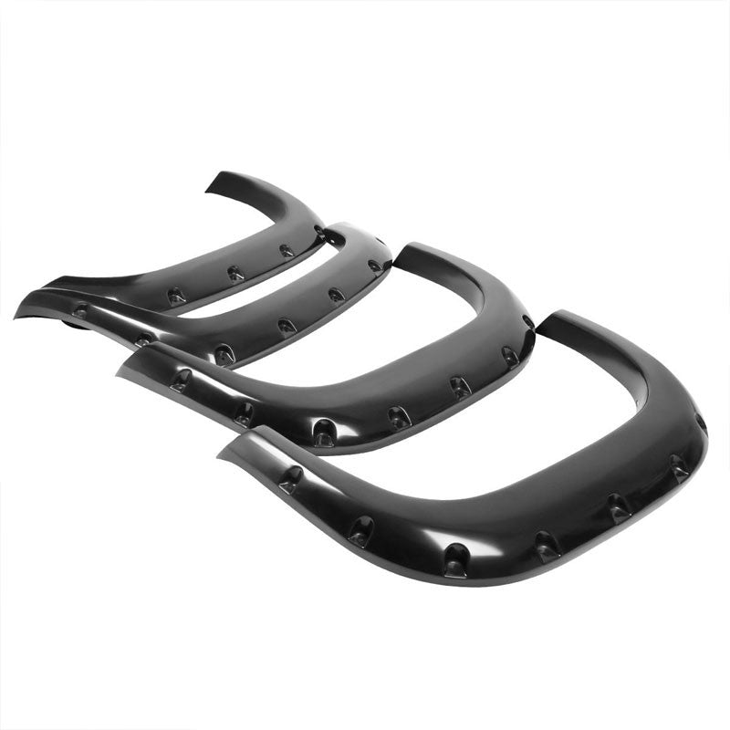 Black ABS Pocket-Riveted Wheel Fender Flares For 07-13 Sierra 1500 69.3" Bed-Exterior-BuildFastCar