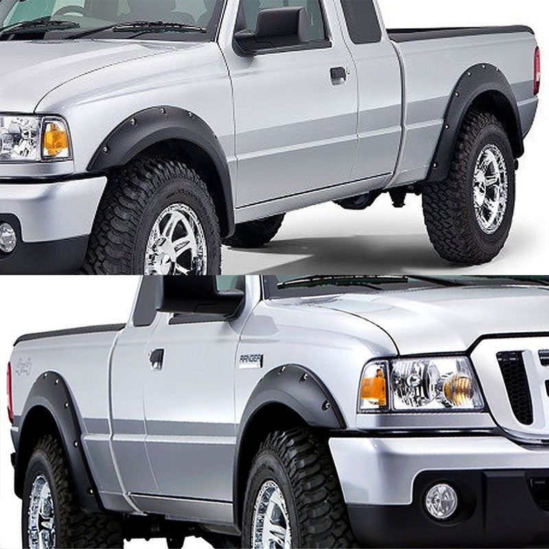 Textured Black ABS Pocket-Rivet Wheel Fender Flares Guard For 93-11 Ford Ranger-Exterior-BuildFastCar