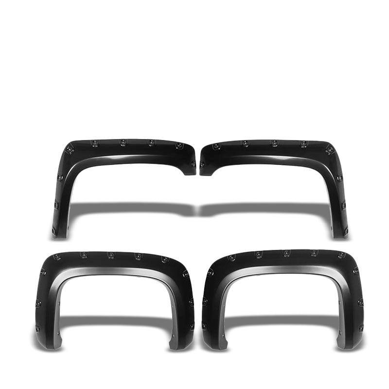 Texture Black ABS Rivet Wheel Fender Flares For 07-13 Silverado 2500 6.5&#39;/8&#39; Bed-Exterior-BuildFastCar