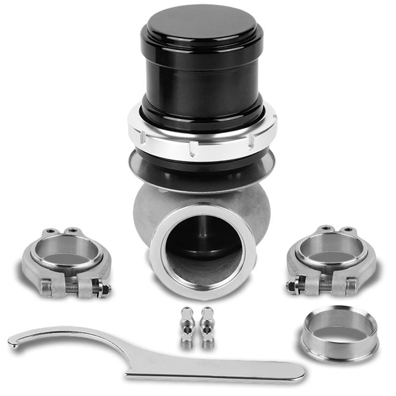 Black Universal 40mm 14PSI V-Band Clamp-On Turbo External Wastegate+Spring T22