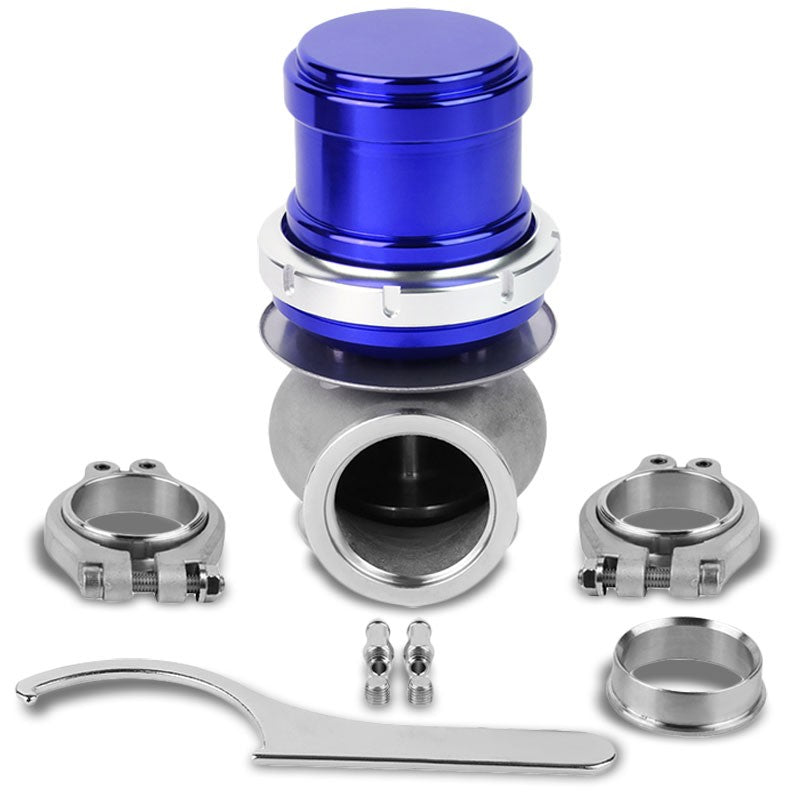 Blue Universal 40mm 14PSI V-Band Clamp-On Turbo External Wastegate+Spring T22